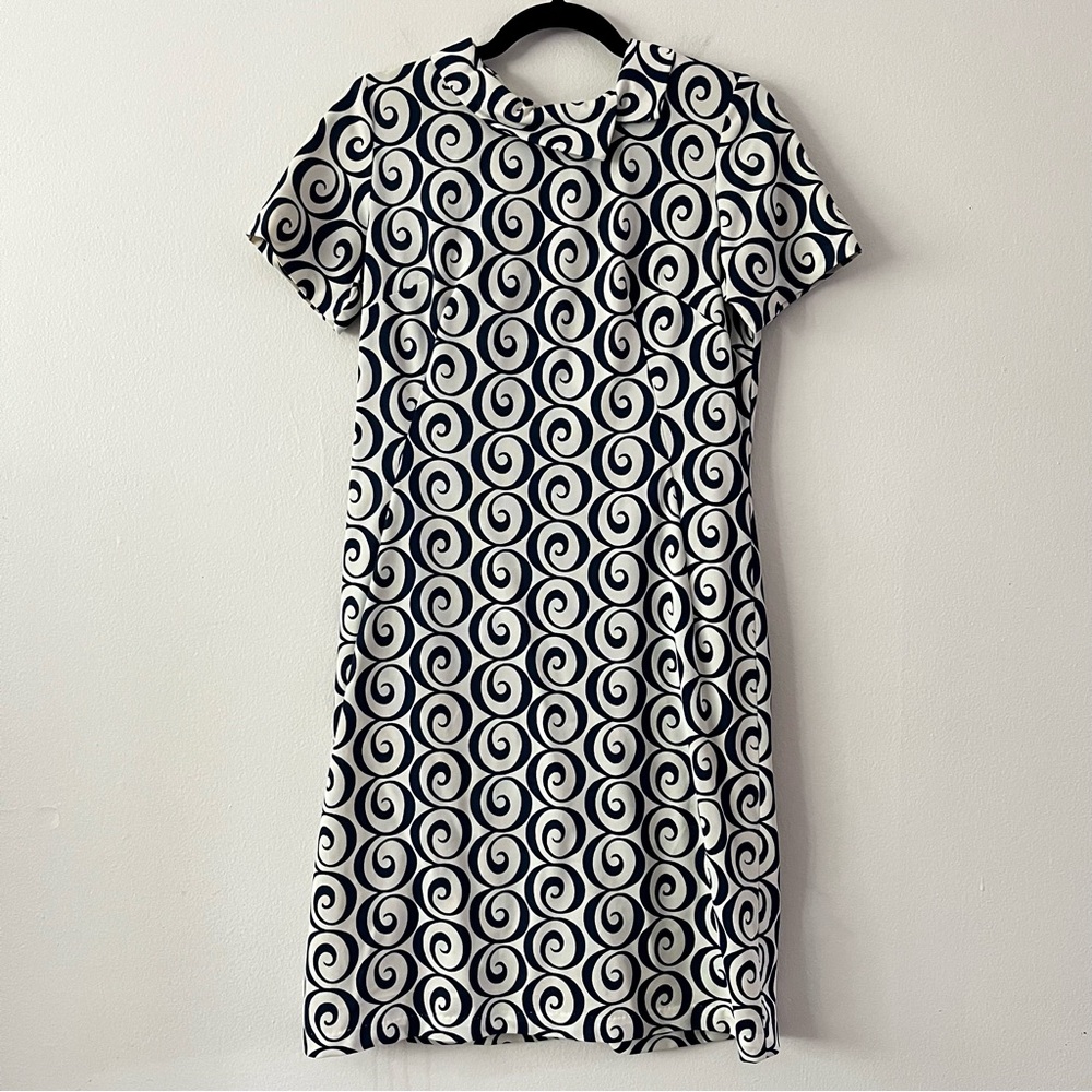By‎ Berkshire Vintage Retro Collar Short Sleeve Mini Dress Blue White size small